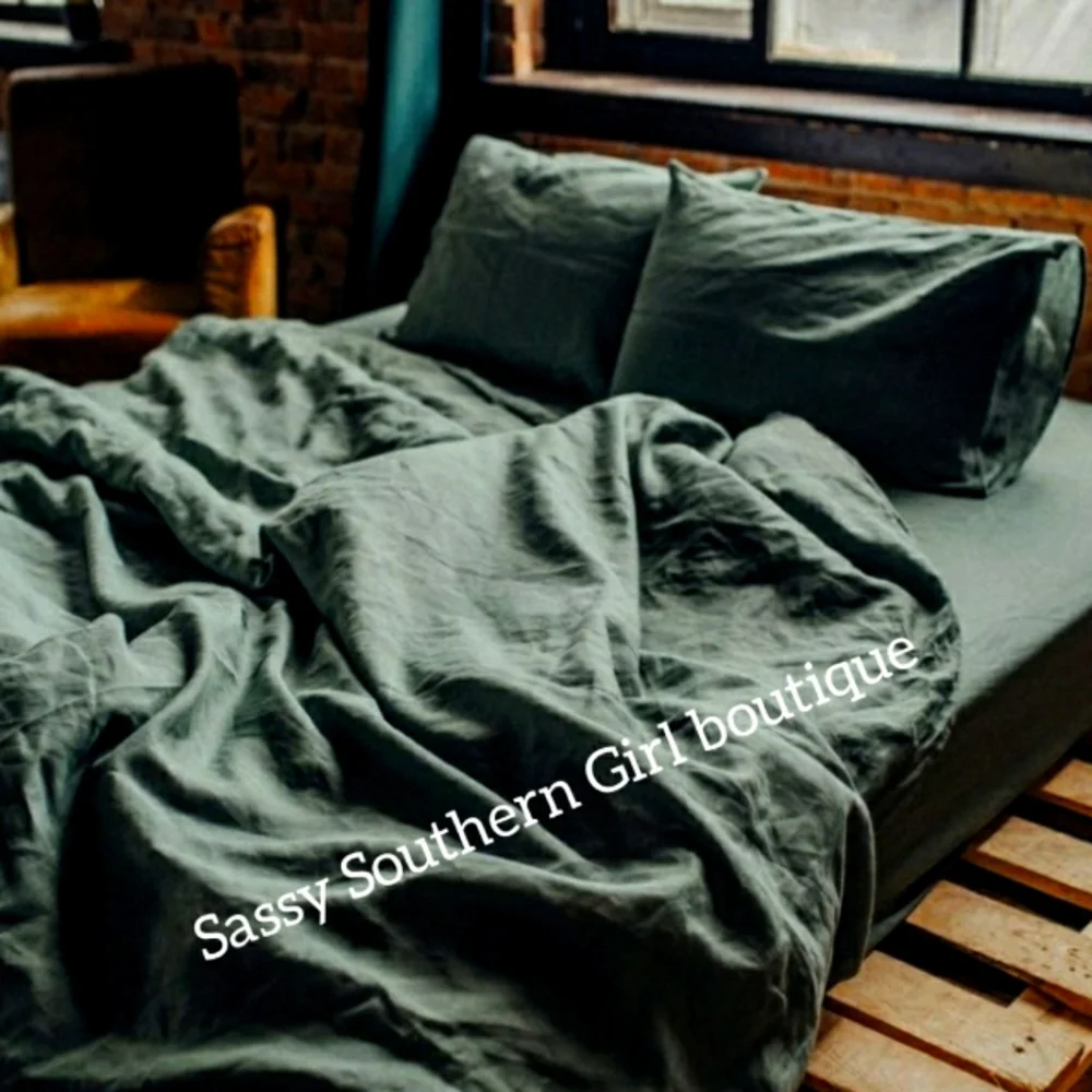 🆕⭐Boho army green cotton duvet cover set